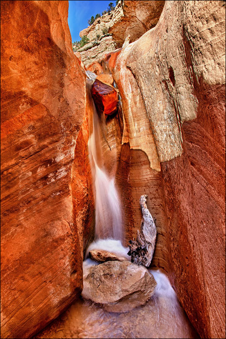 slot canyon waterfall Utah