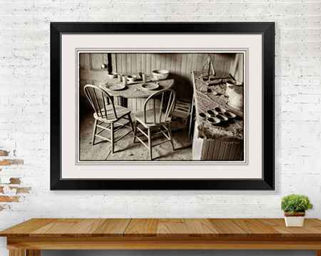 B/W Bodie ghost town kitchen table